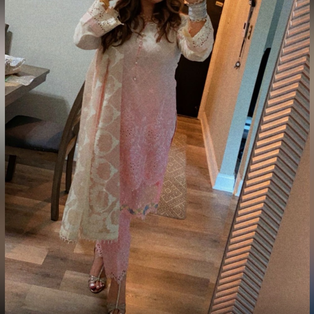 Maria B 3 Piece Suit PINK/CREME